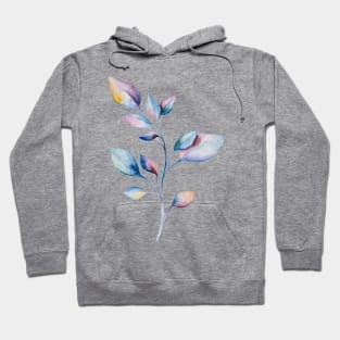 Colorful watercolor branch with leaves. Hoodie